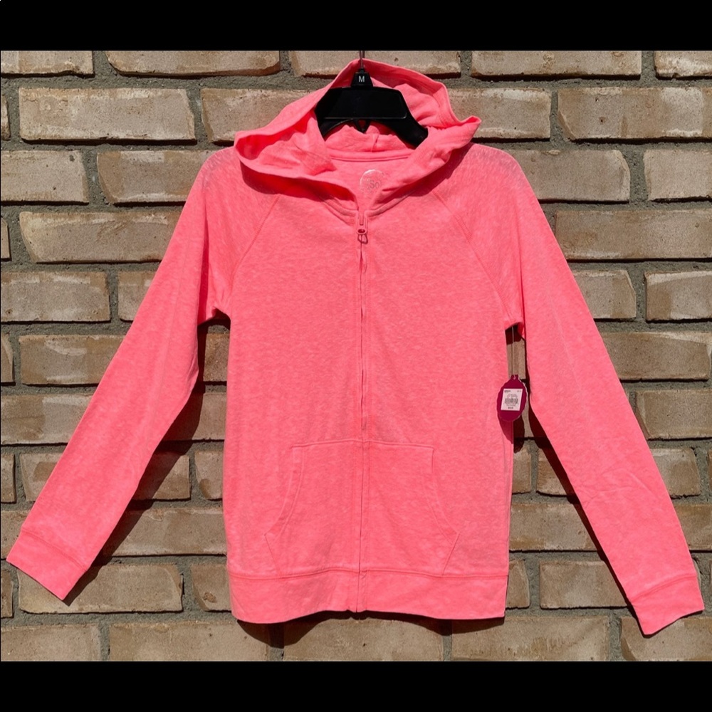 NEW SO Girls Full Zip Hoodie Lightweight T-Shirt Material Size 12  *READ*